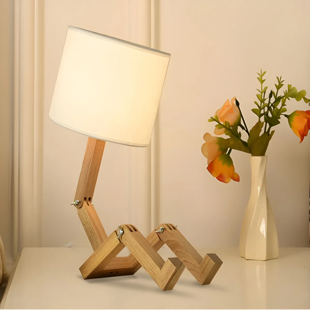 Verstellbare skandinavische Tischlampe aus Massivholz