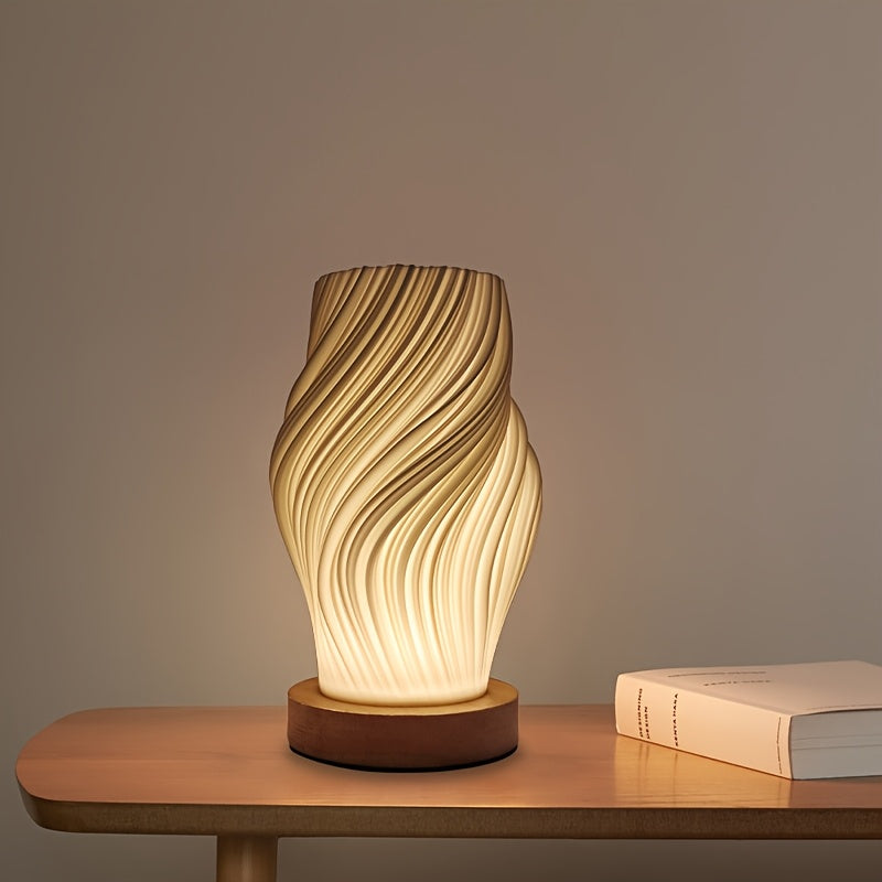 Skulpturale Tischlampe mit Wirbelwelle, Dimmer, für Bett und Schreibtisch