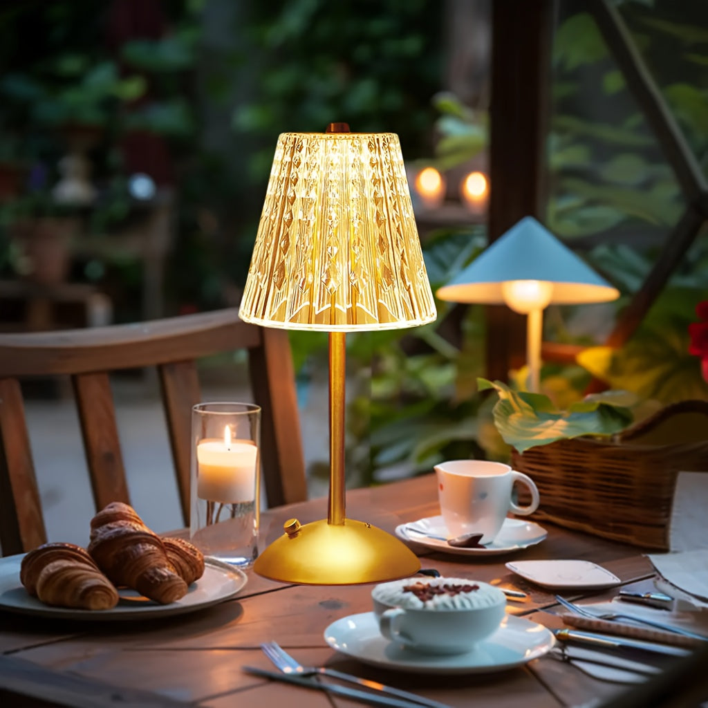 Facettierte wiederaufladbare kabellose dimmbare Kristall-Tischlampe mit Touch-Steuerung