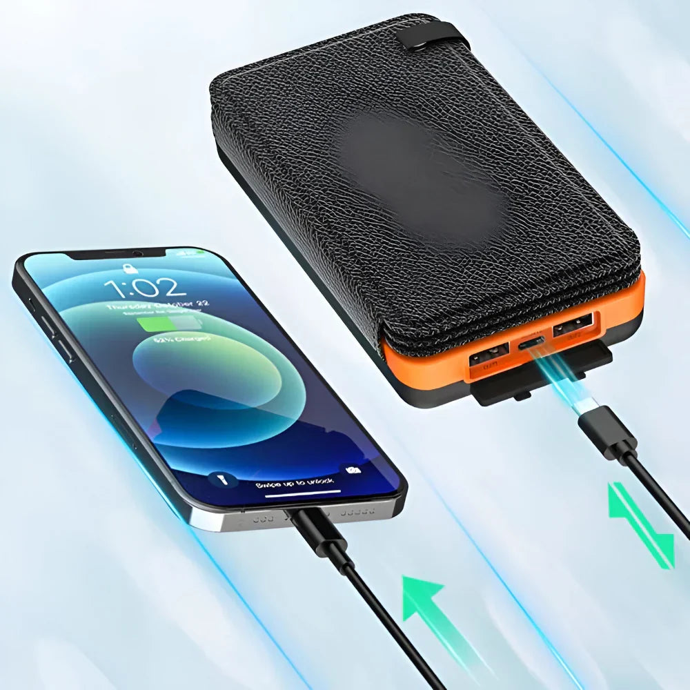Robuste tragbare Outdoor-Solar-Powerbank mit Ladefunktion und faltbarem Panel