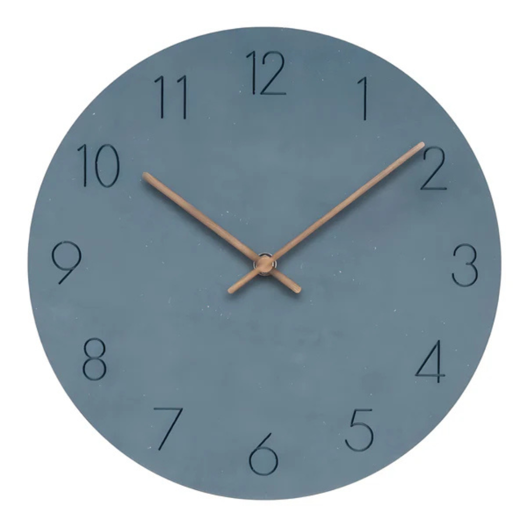 Skandinavische minimalistische runde geräuschlose Wanduhr aus Holz