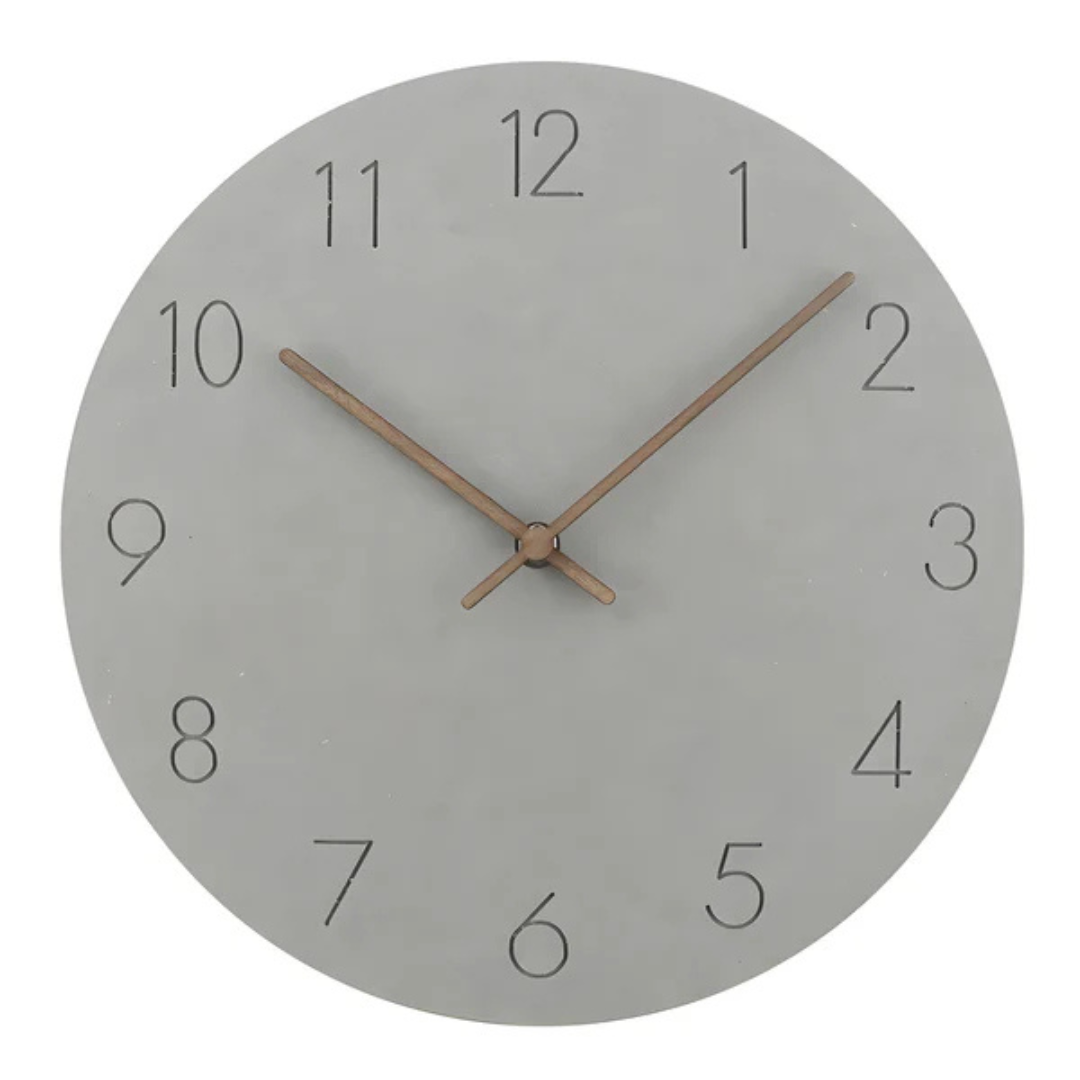 Skandinavische minimalistische runde geräuschlose Wanduhr aus Holz