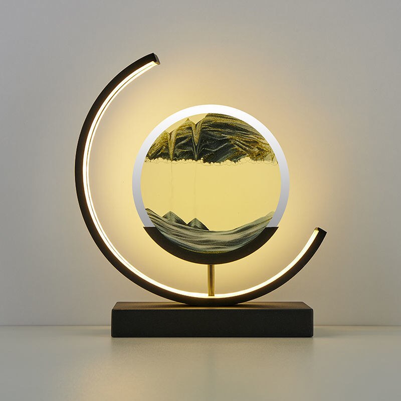 Dynamische Tischlampe mit rotierender 3D-Sandkunst und Acrylhülle