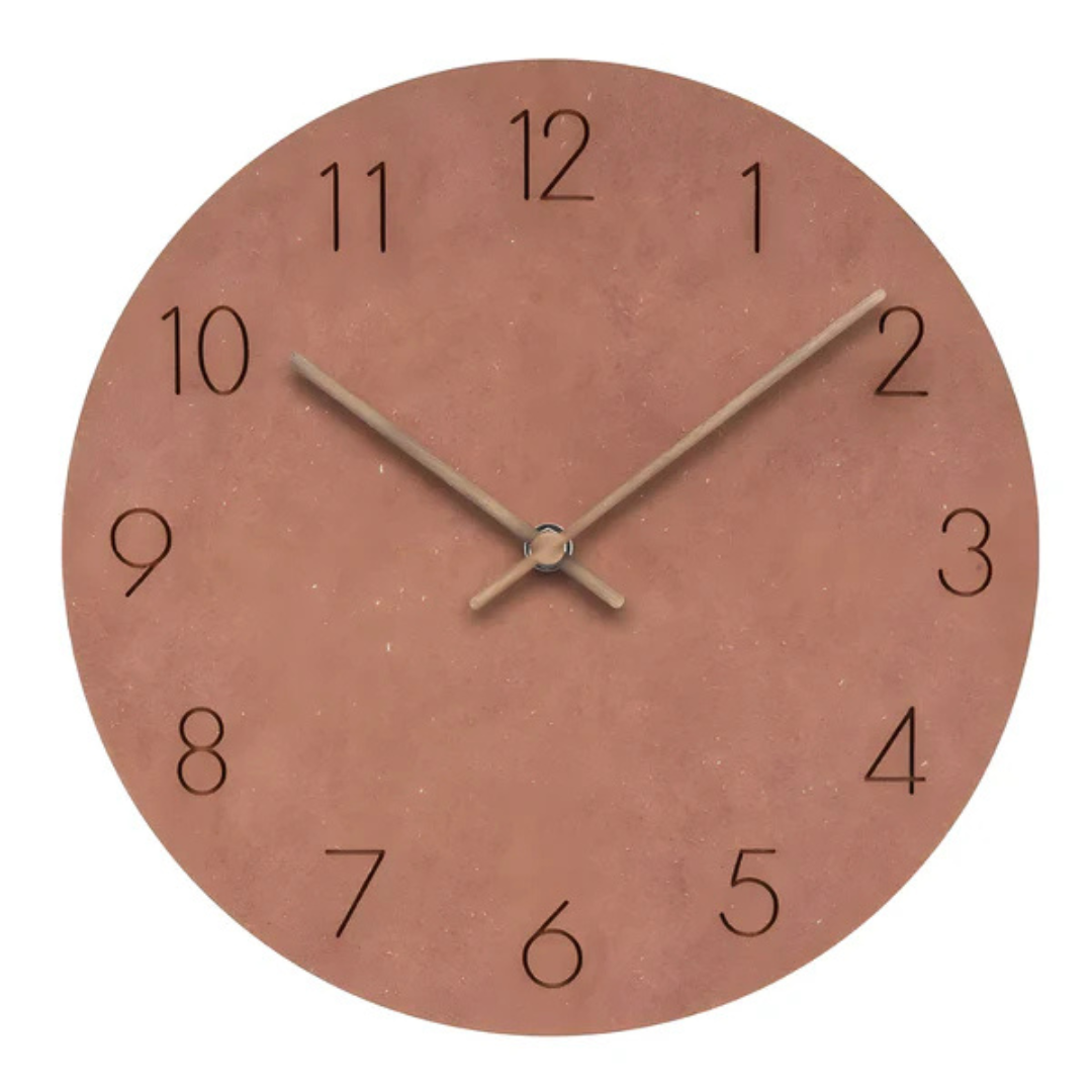 Skandinavische minimalistische runde geräuschlose Wanduhr aus Holz