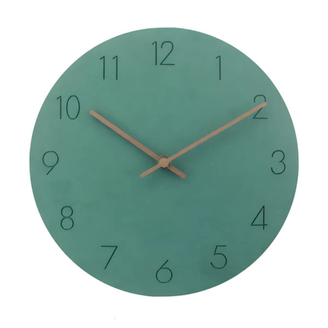 Skandinavische minimalistische runde geräuschlose Wanduhr aus Holz