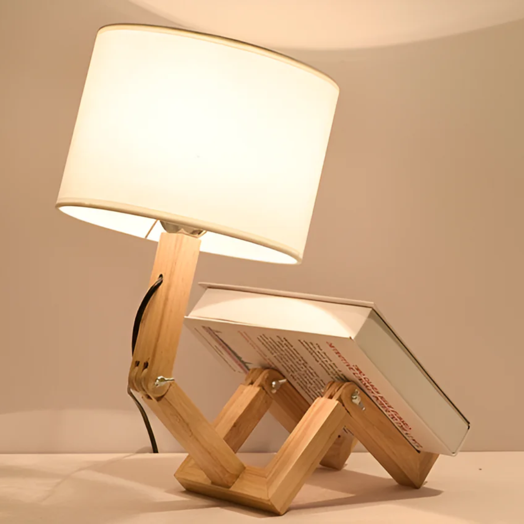 Verstellbare skandinavische Tischlampe aus Massivholz