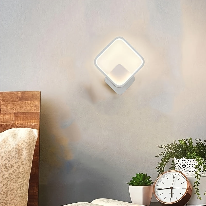 Minimalistische quadratische geometrische Wandleuchte aus Metall mit dimmbarem Acryldiffusor