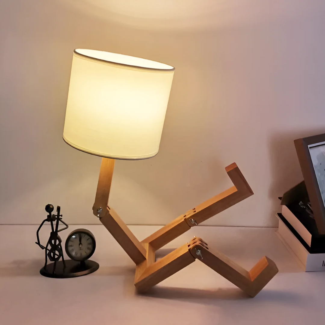 Verstellbare skandinavische Tischlampe aus Massivholz