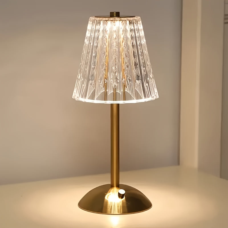 Facettierte wiederaufladbare kabellose dimmbare Kristall-Tischlampe mit Touch-Steuerung