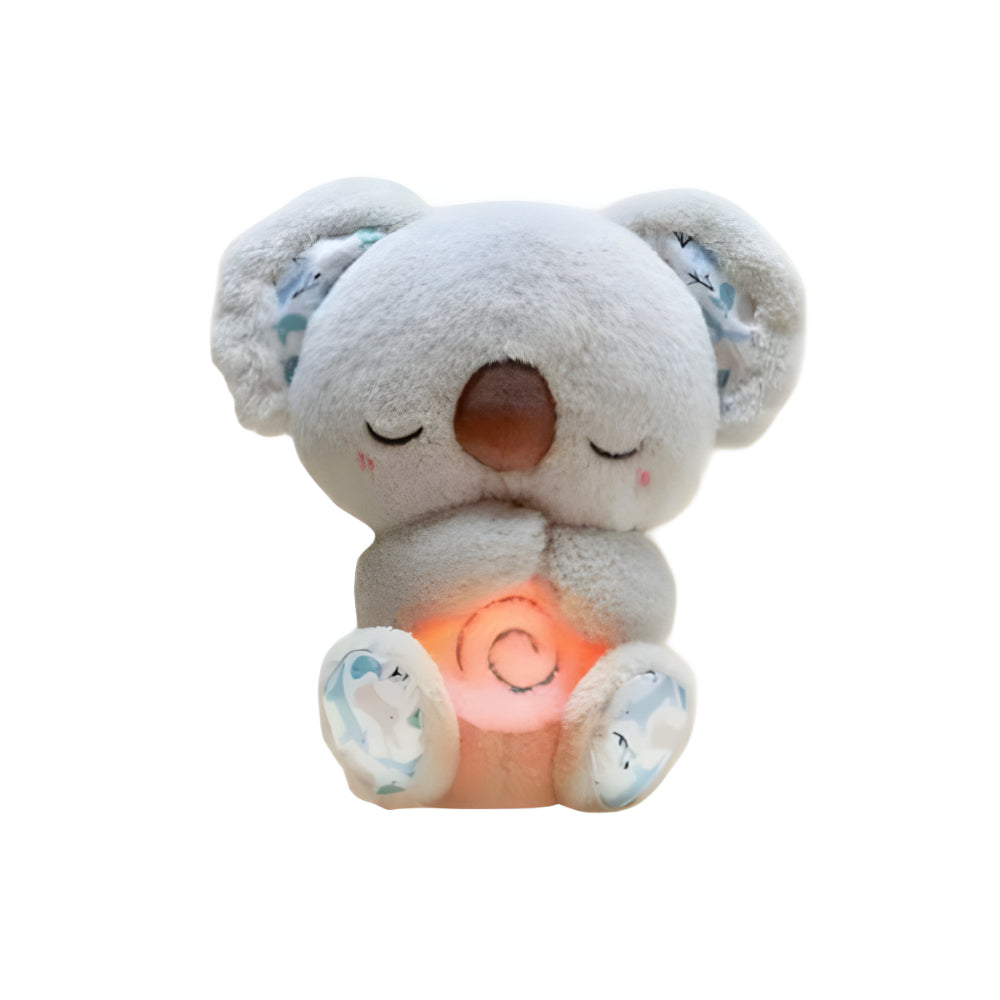 Set mit rhythmisch atmendem Leucht-Plüschbären als Schlafspielzeug für Babys