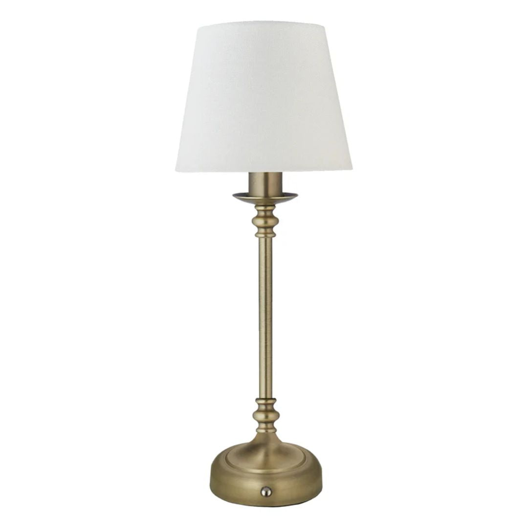 Tragbare wiederaufladbare Tischlampe mit antikem Messing-Finish und Touch-Dimmer
