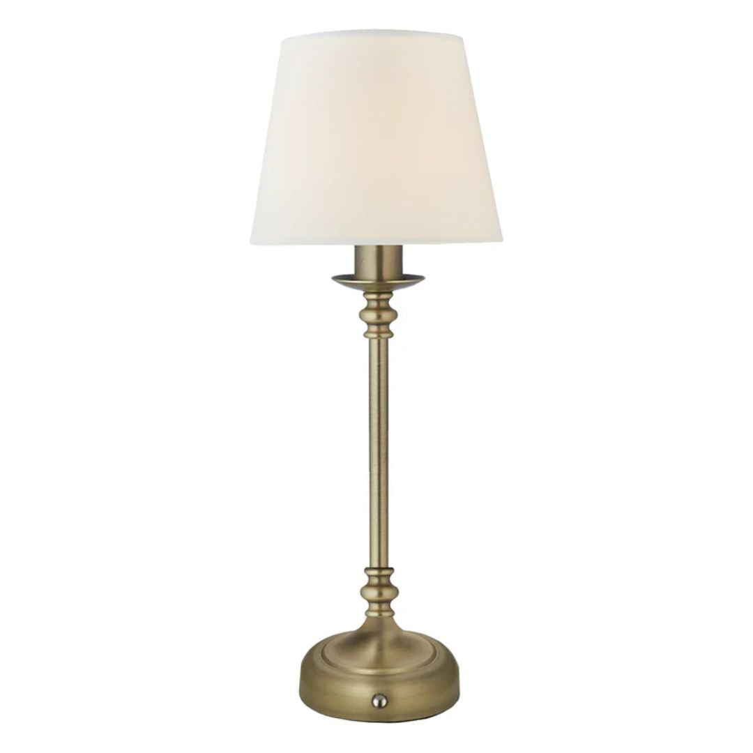 Tragbare wiederaufladbare Tischlampe mit antikem Messing-Finish und Touch-Dimmer