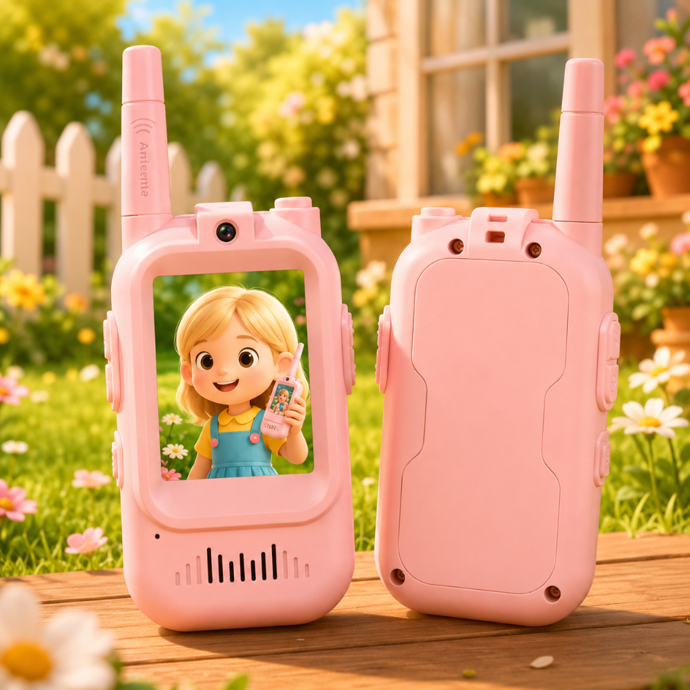 Aufladbares Walkie-Talkie-Spielzeugset für Kinder mit Videodisplay und Kamera