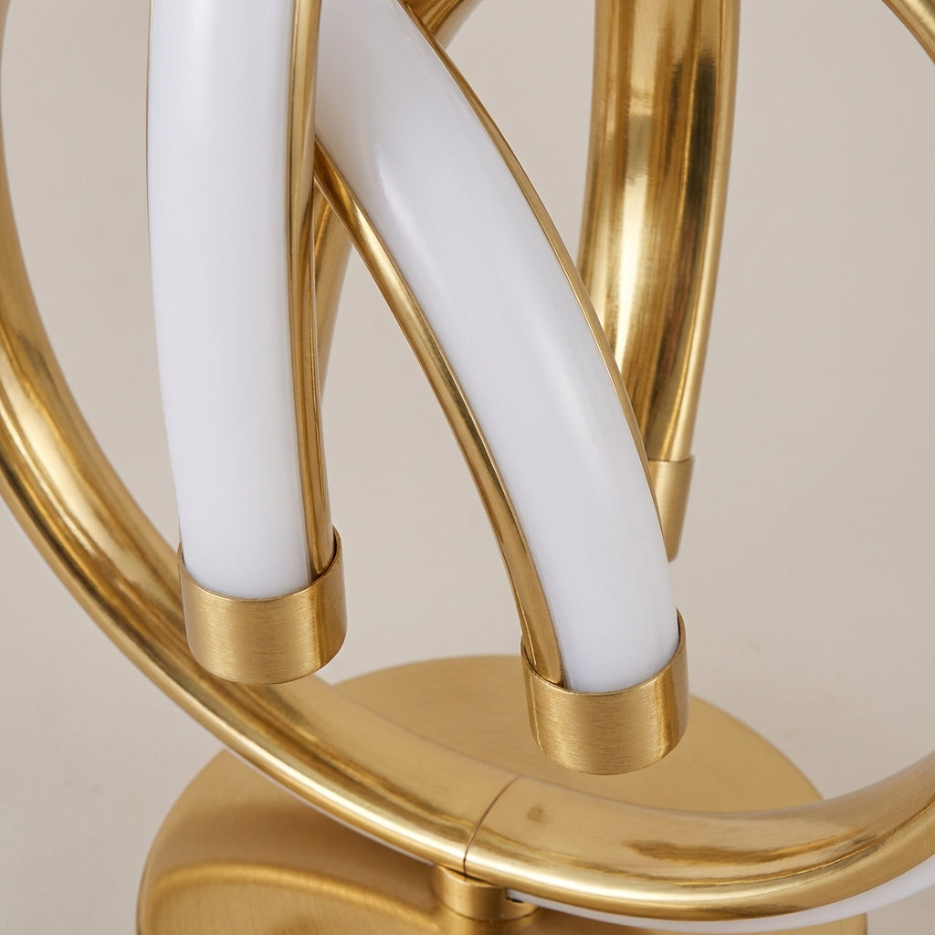 Skulpturale Akzent-Tischlampe aus Aluminiumlegierung und Acrylglas mit geschwungener Schlaufe