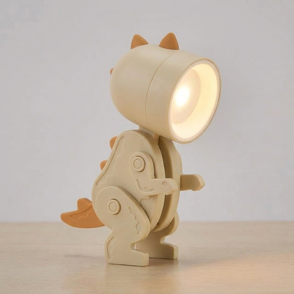 Zusammenklappbare kompakte tragbare Tischlampe mit Dinosaurierfigur und clipfreundlichem Design