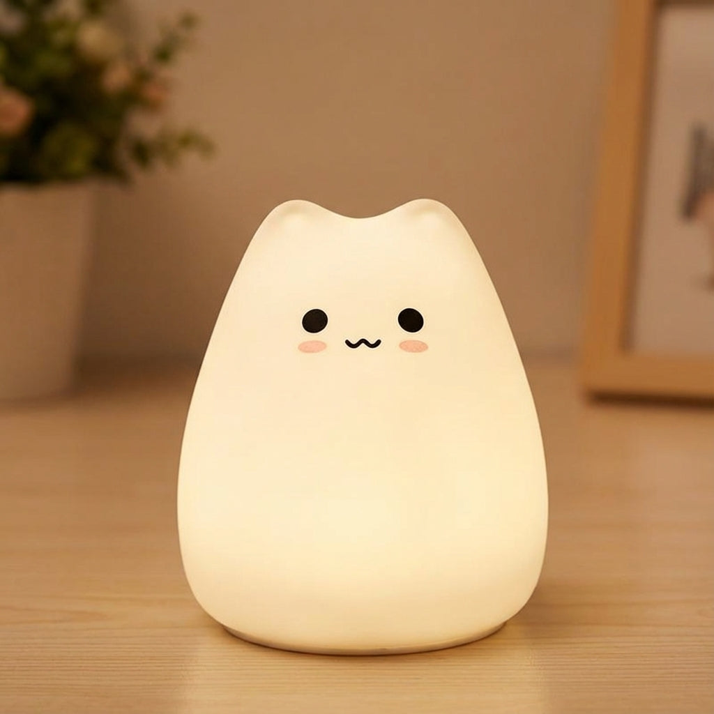 Katzenförmige Tischlampe aus weichem Silikon mit Akku, Touch-Steuerung und Nachtlichtfunktion