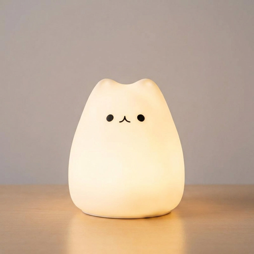Katzenförmige Tischlampe aus weichem Silikon mit Akku, Touch-Steuerung und Nachtlichtfunktion