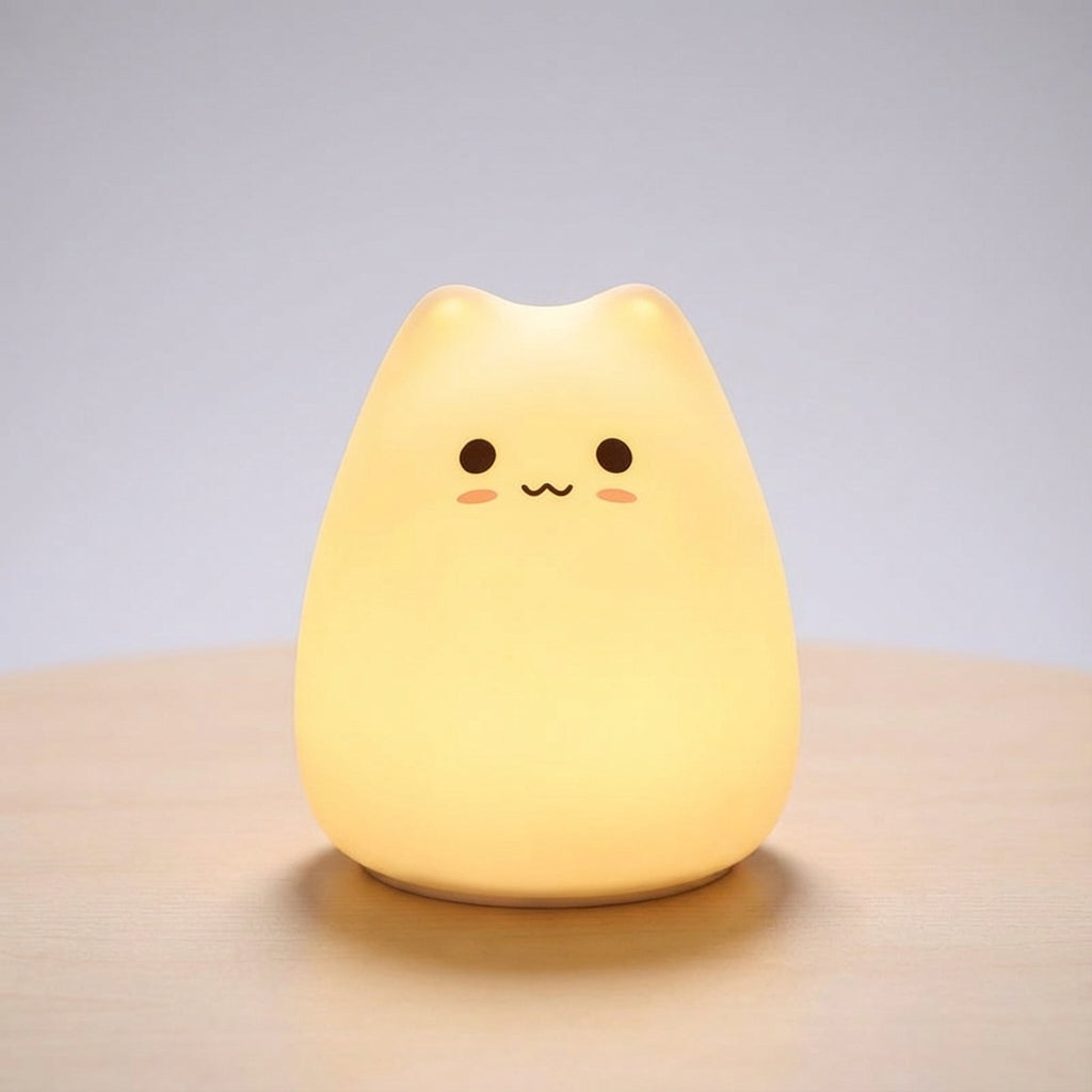 Katzenförmige Tischlampe aus weichem Silikon mit Akku, Touch-Steuerung und Nachtlichtfunktion