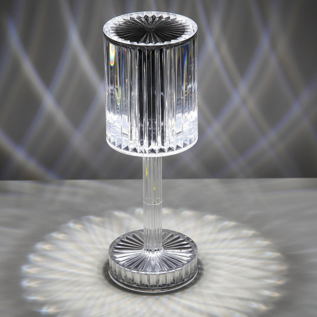 Dimmbare Tischlampe mit doppellagigem Kristallschirm und Touch-Steuerung