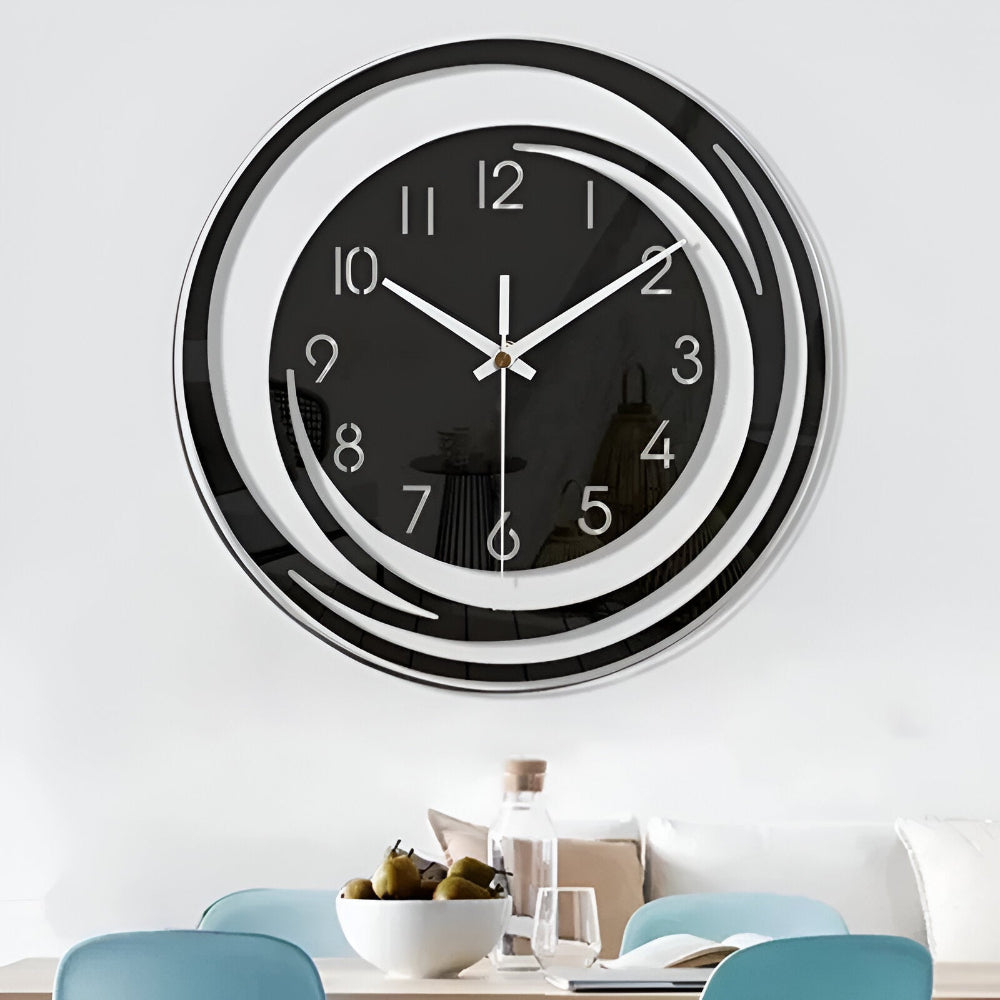 Mehrschichtige runde minimalistische skandinavische Wanduhr aus Acryl mit leisem Uhrwerk
