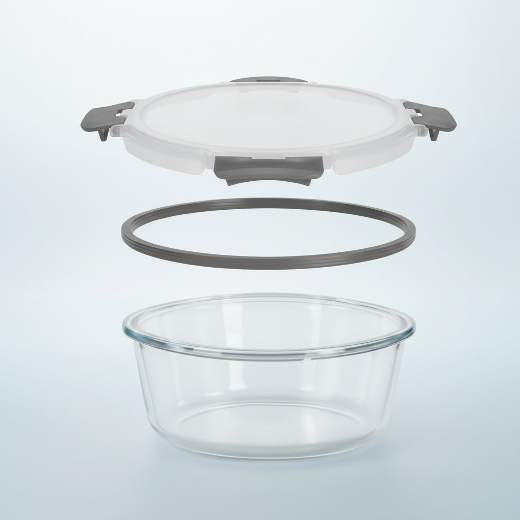 Set luftdichter Vorratsbehälter aus Borosilikatglas zur Essensvorbereitung