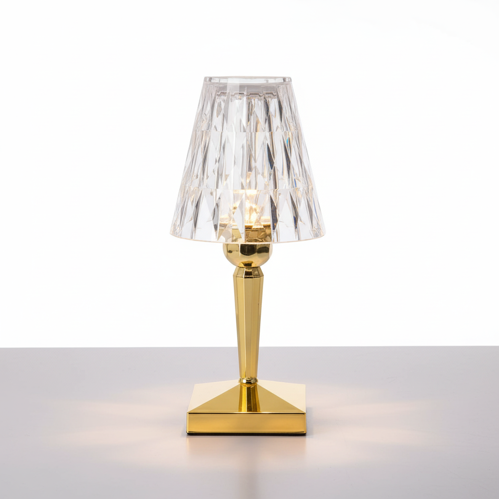 Dekorative Tischlampe mit funkelndem Kristalleffekt und warmem Licht