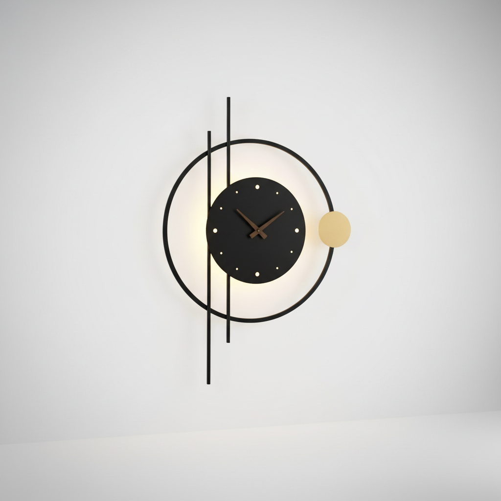 Metall-Acryl-Wanduhr mit warmweißer Wandleuchte