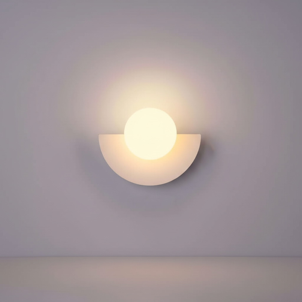 Minimalistische Wandleuchte mit halbmondförmigem Metallgehäuse und stimmungsvollem Licht