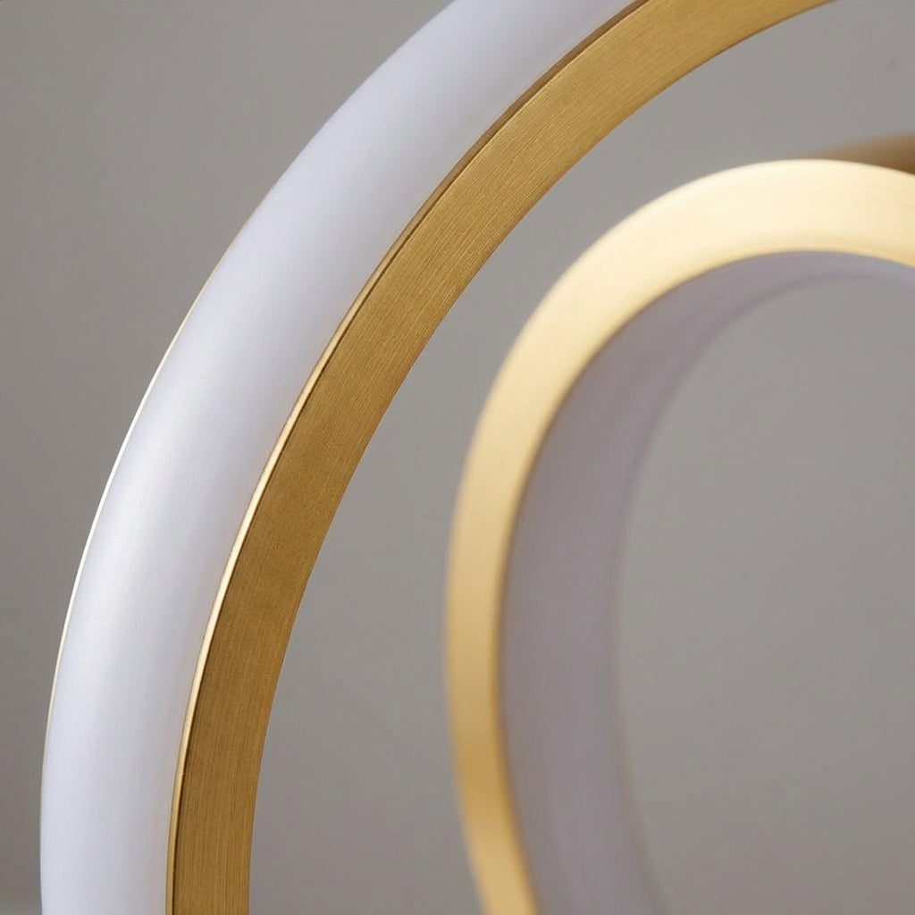 Kompakte USB-Tischlampe mit kreisförmiger Ringsilhouette, Dimmer und Standfuß