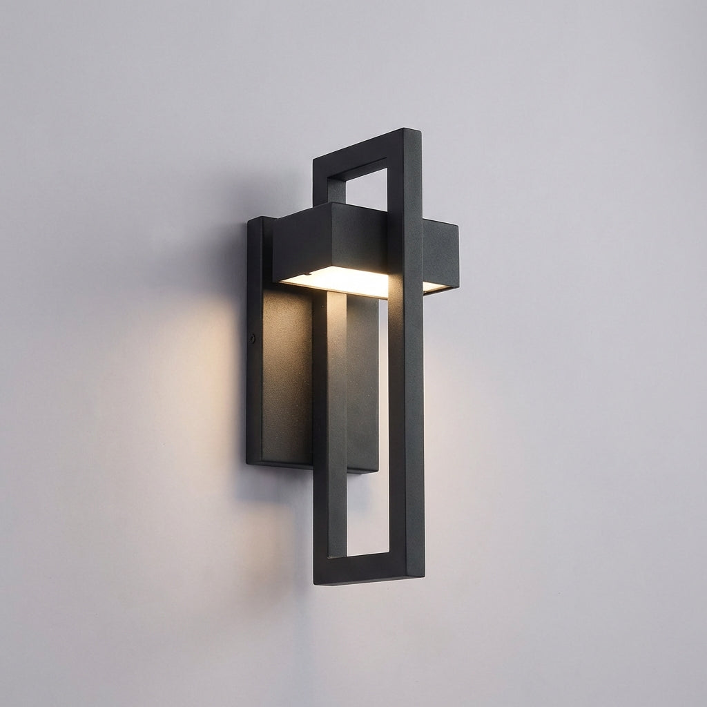 Skulpturale wetterfeste geometrische Außenwandleuchte aus Aluminium für den Eingangsbereich