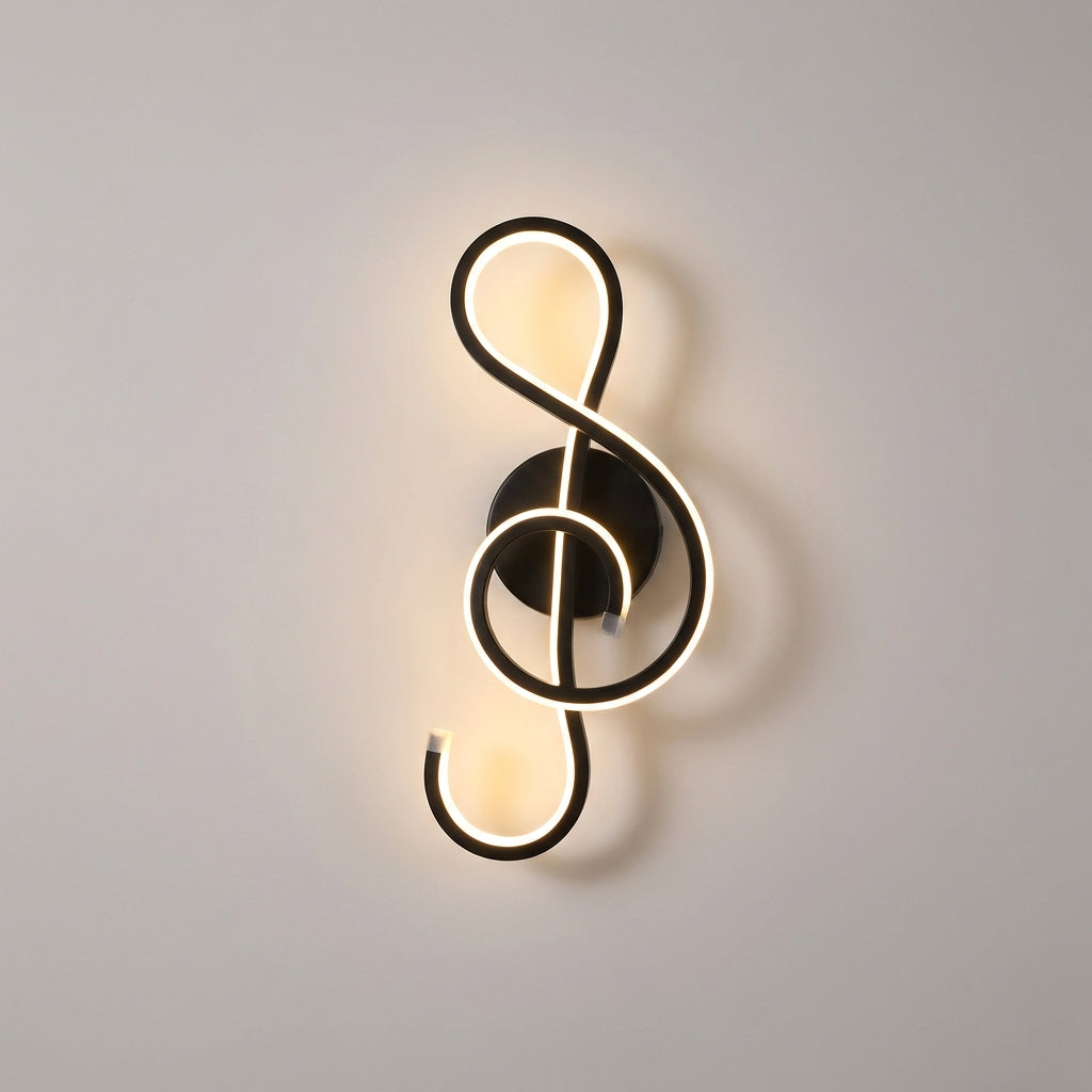 Skulpturale Wandleuchte aus Aluminium und Acryl in Form eines Violinschlüssels mit Dimmer