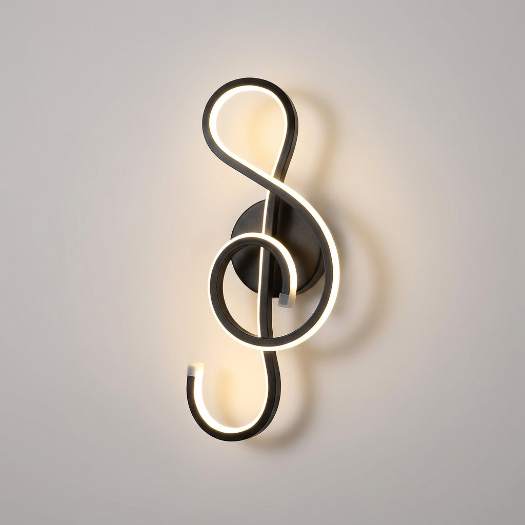 Skulpturale Wandleuchte aus Aluminium und Acryl in Form eines Violinschlüssels mit Dimmer