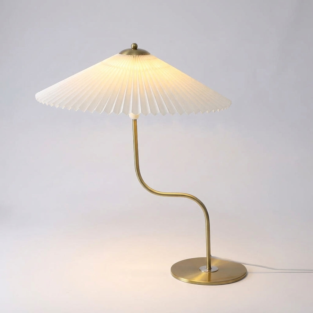 Skulpturale dimmbare USB-Tischlampe mit Lampenschirm in Sonnenschirmform und Berührungssteuerung