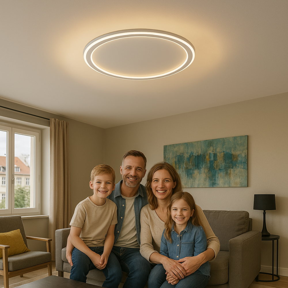 Skandinavische minimalistische runde dimmbare Deckenleuchte aus Aluminium und Acryl