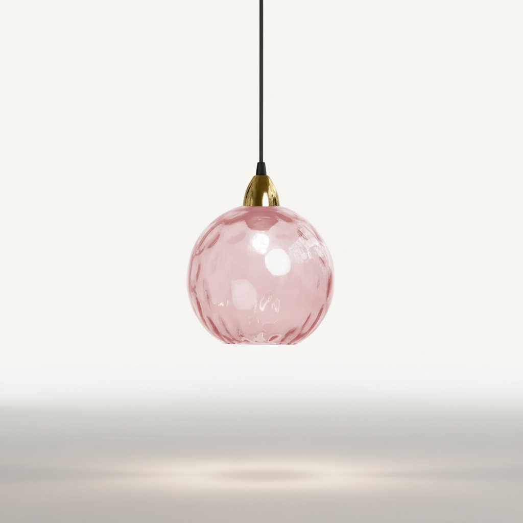 Minimalistische kugelförmige Pendelleuchte aus Glas und Schmiedeeisen