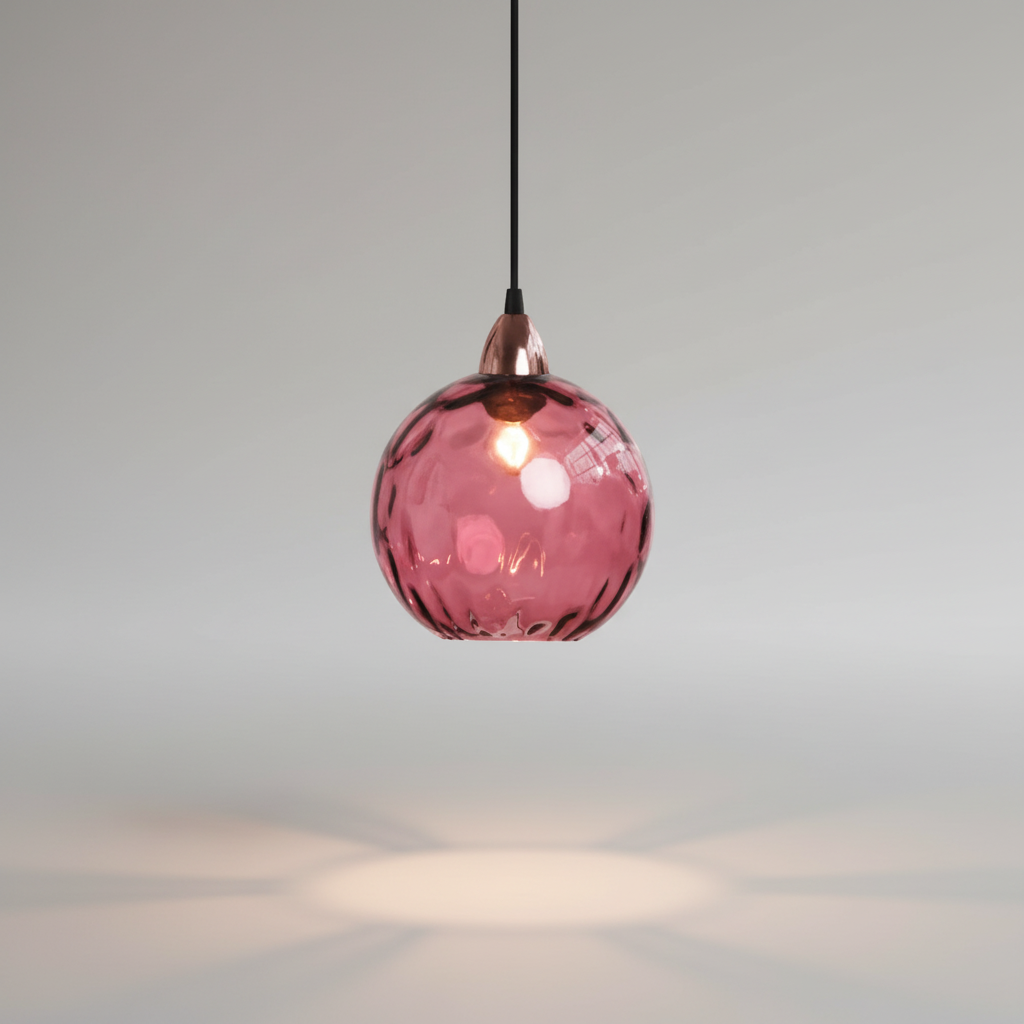 Minimalistische kugelförmige Pendelleuchte aus Glas und Schmiedeeisen