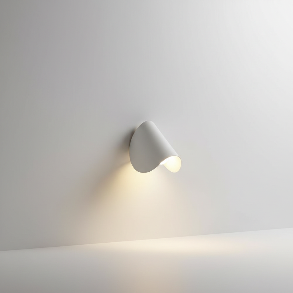 Moderne halbrunde Metall-Wandleuchte mit indirektem Lichtschein für Innenräume