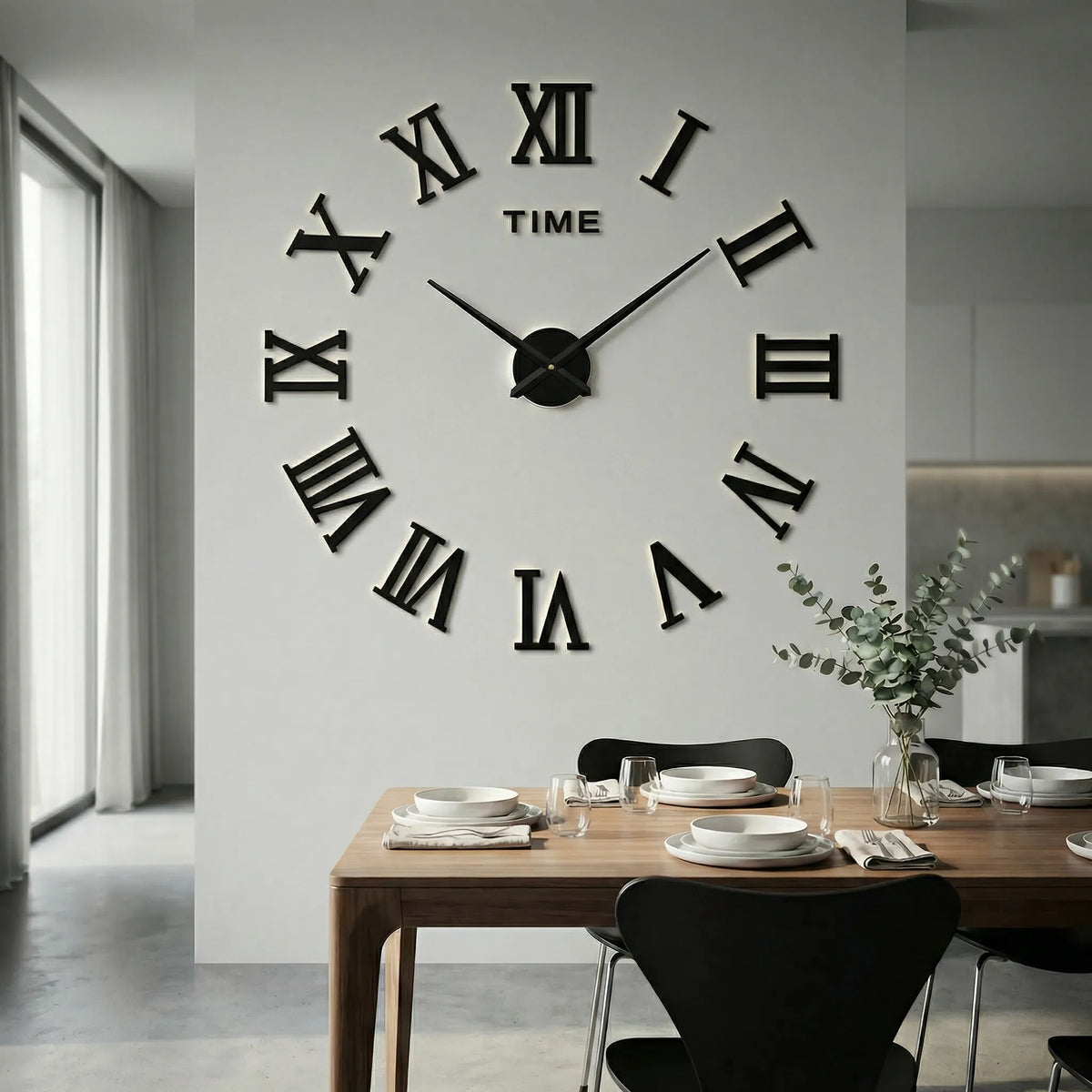 Übergroße minimalistische leise Quarzwanduhr mit erhabenen Ziffern