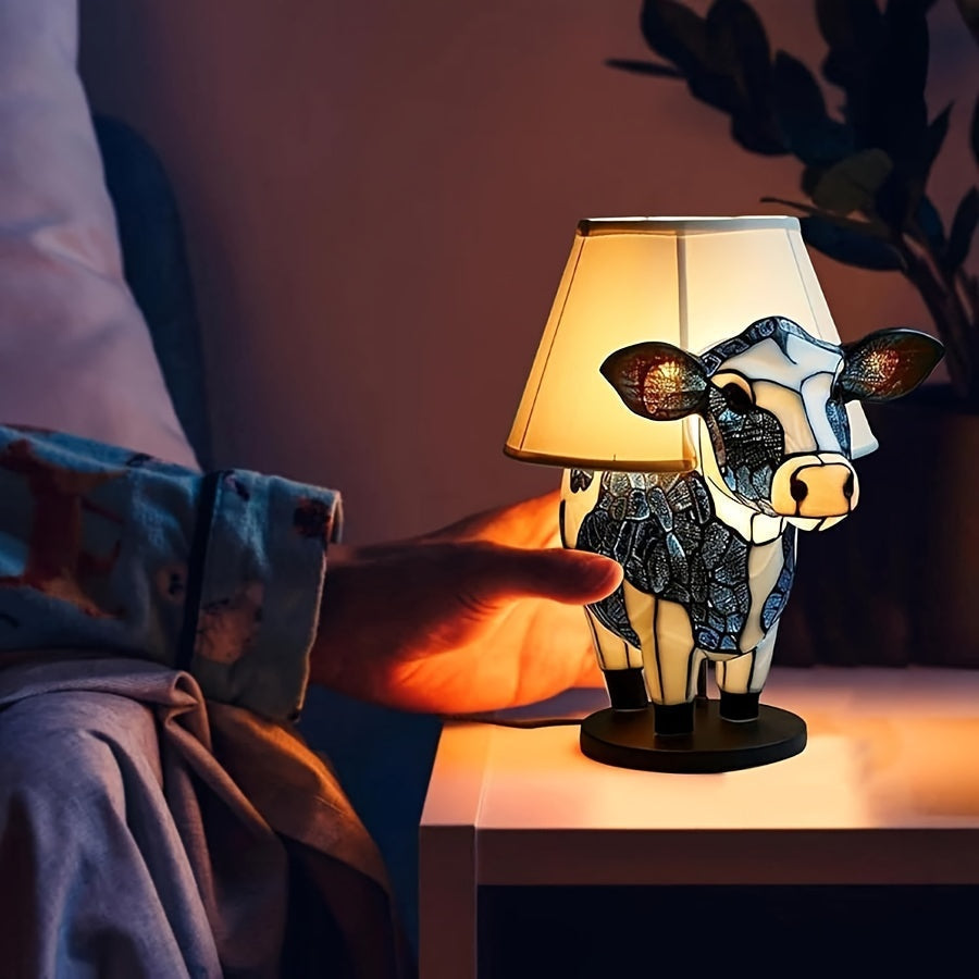 Verspielte tragbare Nachttischlampe aus Kunstharz mit Kuh-Silhouette
