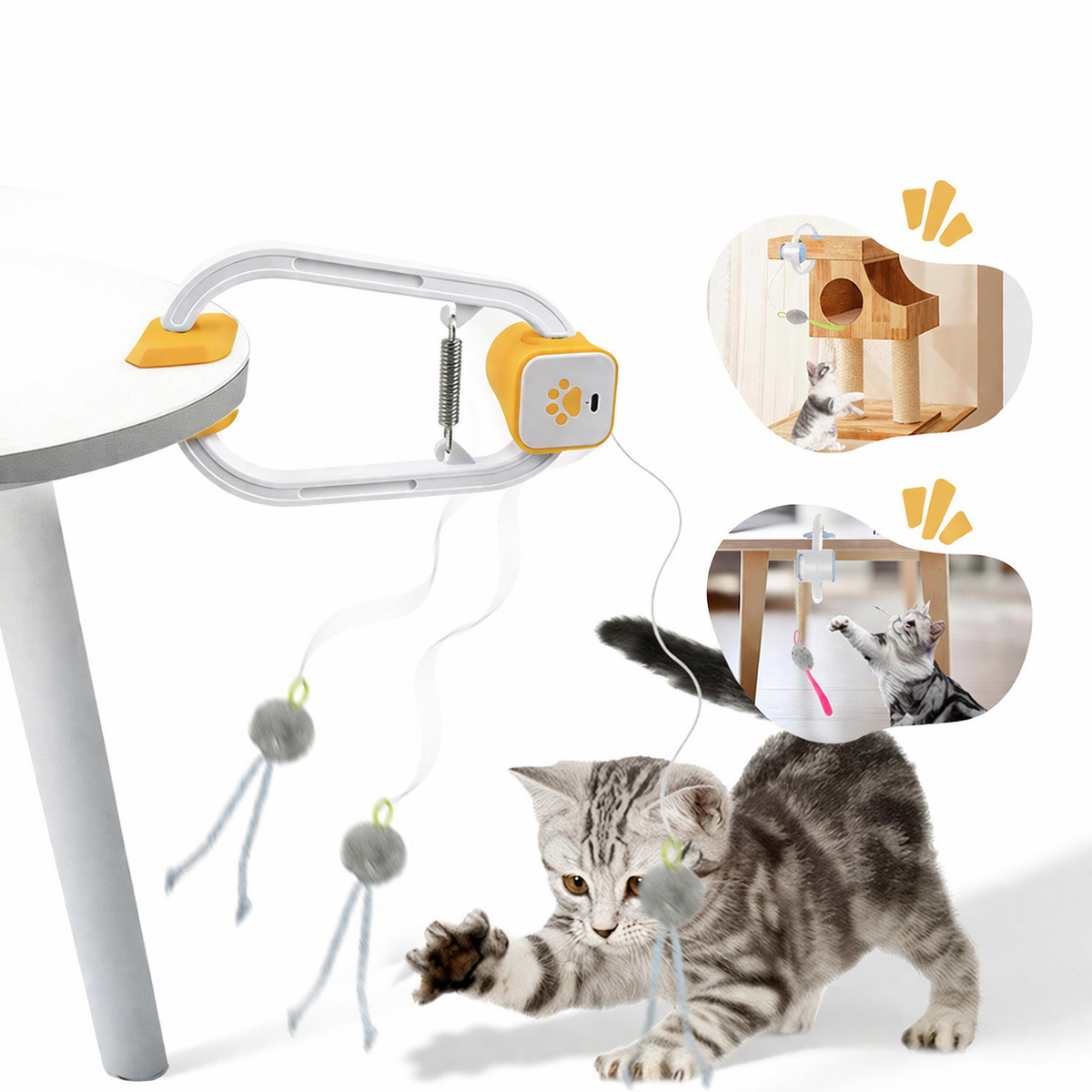 Automatisches Katzenspielzeug mit ausziehbarer Schnur zum Aufhängen an der Tür