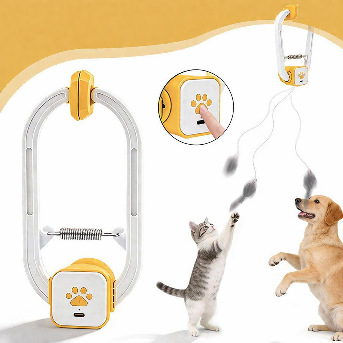 Automatisches Katzenspielzeug mit ausziehbarer Schnur zum Aufhängen an der Tür
