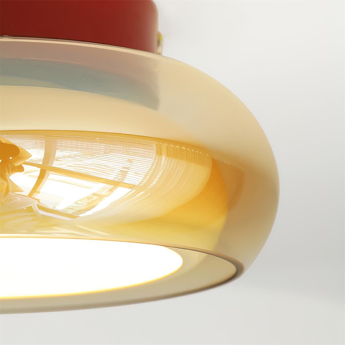 Kompakte flache Retro-Deckenleuchte zur Aufbaumontage aus Glas