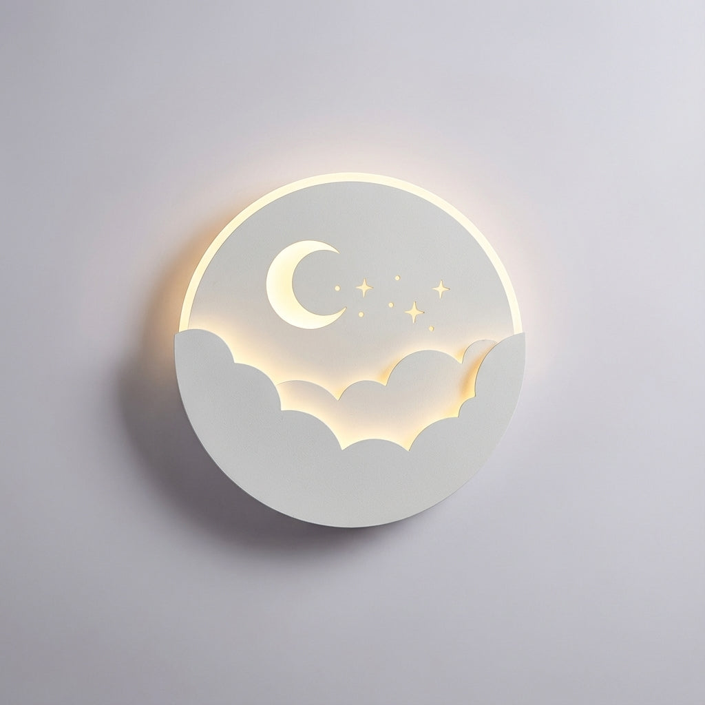 Batteriebetriebene Wandleuchte mit Silhouette aus Mond und Sternen