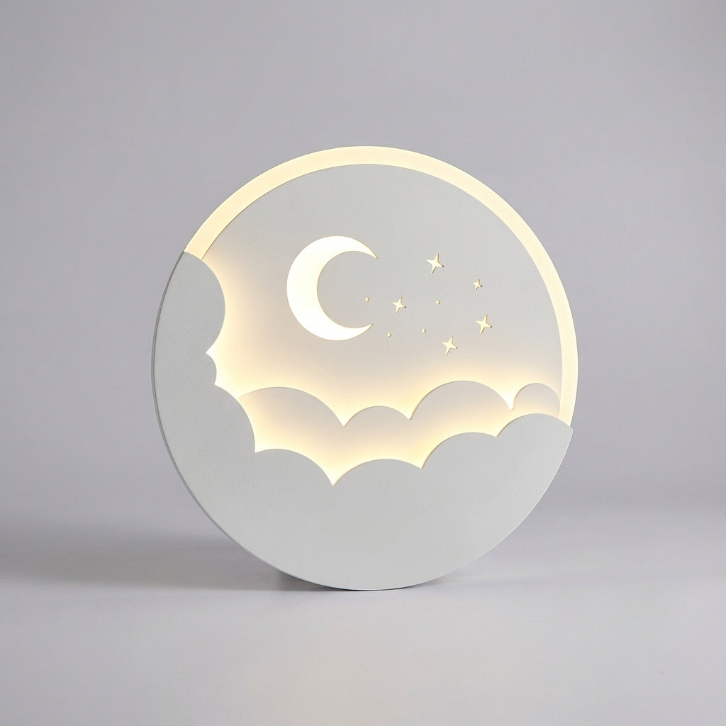 Batteriebetriebene Wandleuchte mit Silhouette aus Mond und Sternen