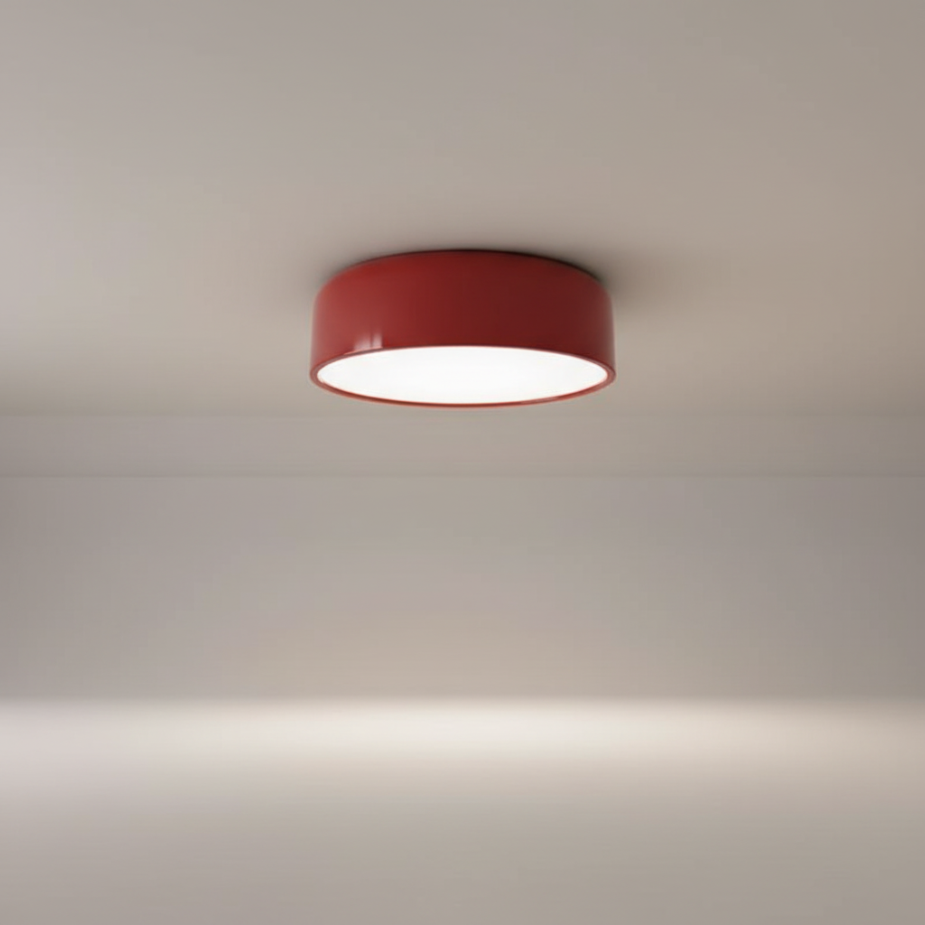 Runde dimmbare Retro-Deckenleuchte aus Metall und Acryl mit Domform
