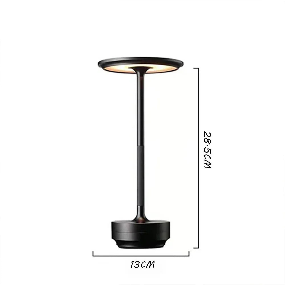 Minimalistische kabellose Tischlampe aus Aluminium, wiederaufladbar, mit Touch-Steuerung und Dimmfunktion