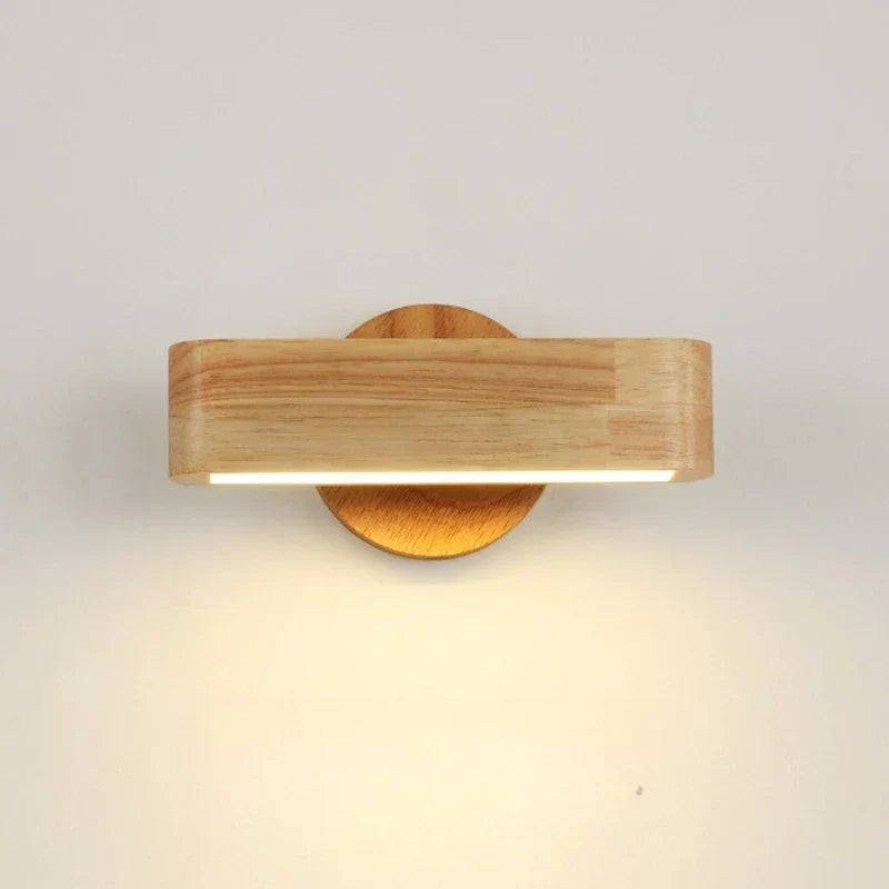 Japanisch-minimalistische Wandleuchte aus Massivholz und Aluminium, drehbar und verstellbar
