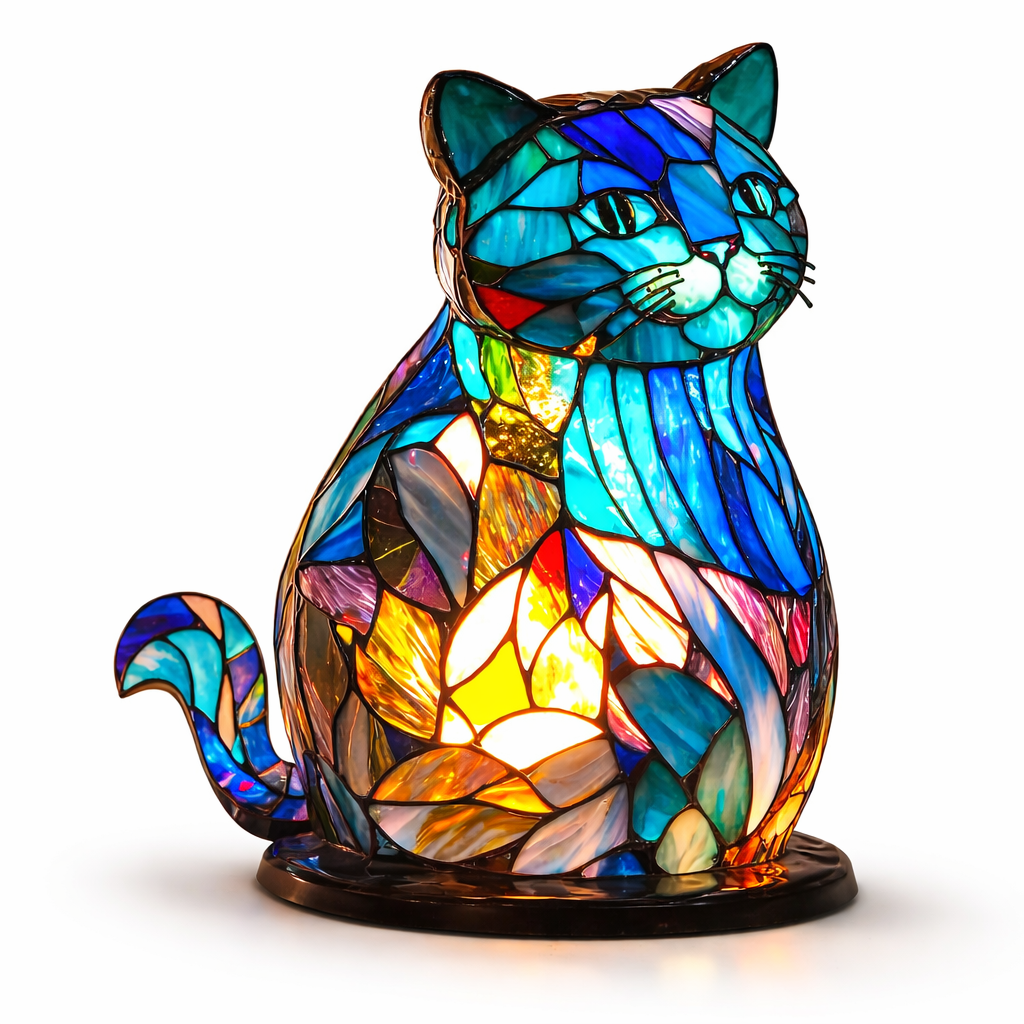 Akzent-Tischlampe als Tierfigur im Tiffany-Stil