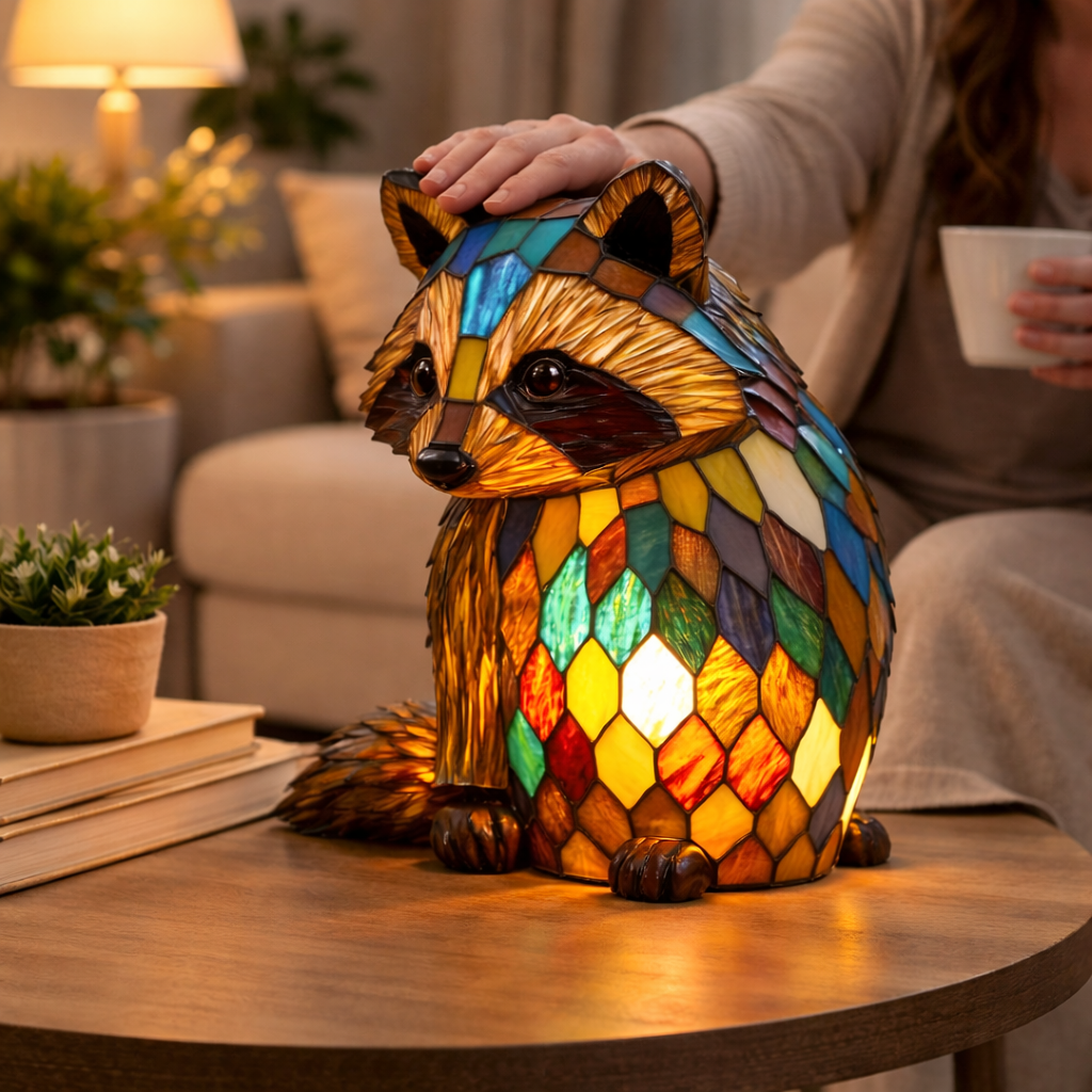 Akzent-Tischlampe als Tierfigur im Tiffany-Stil
