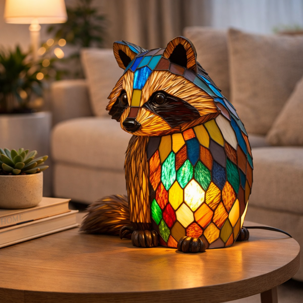 Akzent-Tischlampe als Tierfigur im Tiffany-Stil